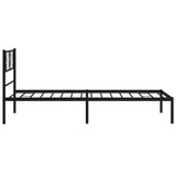 Metal Bed Frame without Mattress with Headboard Black 107x203cm 372175