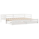Daybed with Trundle and Drawers without Mattress White 90x190 cm Single 3302147