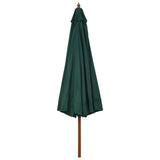 Garden Parasol with Wooden Pole 330 cm Green 47213