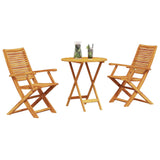 Folding Bistro Set Folding 3 pcs Brown Solid Acacia Wood 3375695