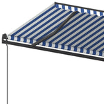 ZNTS Manual Retractable Awning with Posts 6x3.5 m Blue and White 3070276