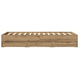 Bed Frame with Storage Artisian Oak 80 x 200 cm Engineered Wood 3429612