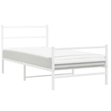 Metal Bed Frame without Mattress with Footboard White 100x190cm 355426