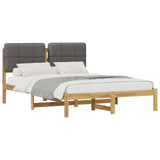 Bed Frame with Upholstered Headboard Whitewash and Light Grey 904090