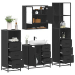 ZNTS 4 Piece Bathroom Furniture Set Black Engineered Wood 3301285