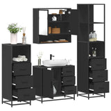 ZNTS 4 Piece Bathroom Furniture Set Black Engineered Wood 3301285