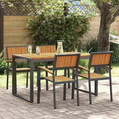 Garden Dining Set 5 pcs Black and brown 3284383