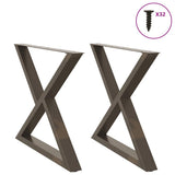 Dining Table Legs 2 pcs Natural Steel 90x cm Steel 4012735