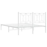 Metal Bed Frame without Mattress with Headboard White 135x190cm 376176