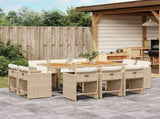 11 Piece Garden Dining Set with Cushions Beige Poly Rattan 3211216