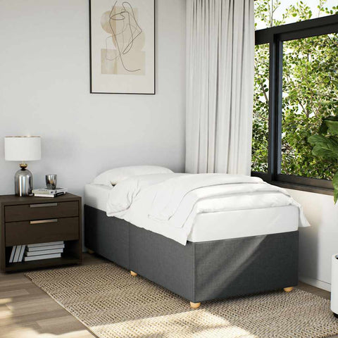 ZNTS Bed Frame without Mattress Dark Grey Single Fabric 3284764