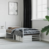 Metal Bed Frame without Mattress with Footboard White 90x190cm 352378