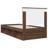Bed Frame with Headboard Brown Oak 90 x 190 cm Solid Pine Wood 3411070