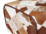 Bench 60 x 30 x 45 cm Real Leather Brown Patchwork 42042108