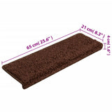 Stair Mats 15 pcs 65x21x4 cm Brown Rectangular Edge 134578