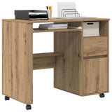 Desk with Wheels Artisan Oak 91 x 50 x 77 cm Engineered Wood 869537