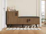 Modern Shoe Bench/ Storage Cabinet, Adjustable Storage Space for Boots or Heels, Asymmetrical Metal N896P457063N