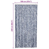 Insect Curtain Blue, White and Silver 100x220 cm Chenille 284275