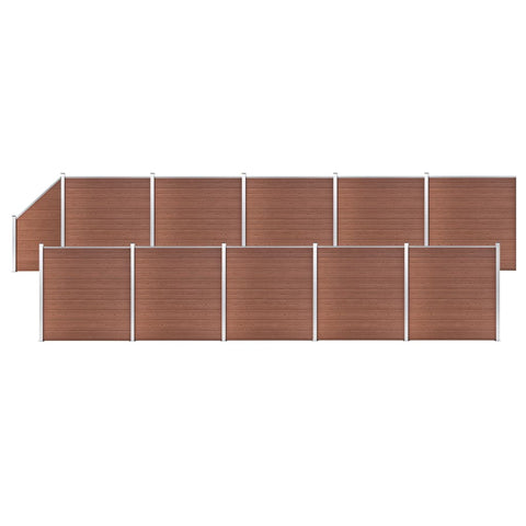 WPC Fence Set 10 Square + 1 Slanted 1830x186 cm Brown 3053224