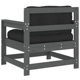 Garden Chairs with Cushions 2 pcs Grey Solid Wood Pine 825564