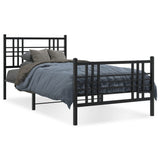 Metal Bed Frame without Mattress with Footboard Black 100x200cm 376337