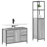 Bathroom Furniture Set with Drawer 2 pcs Grey sonoma and Black 3328377