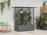 Raised Bed with Trellis and Roof Light Grey 124 x 40 x 136 cm 42032596