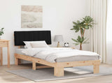 Bed Frame with Upholstered Headboard Black 90 x 200 cm 877516