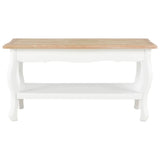 ZNTS Coffee Table White and Brown 87.5x42x44 cm Solid Pine Wood 280023