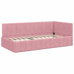 Corner Bed Frame with Headboard Pink 100 x 200 cm Velvet 42016320