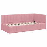 Corner Bed Frame with Headboard Pink 100 cm x 200 cm Velvet 42016320