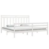 Bed Frame without Mattress White 200x200 cm Solid Wood 3105336