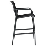Garden Bar Chair Set of 4 Black Textilene, Steel Standard 48117