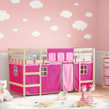 Kids' Loft Bed with Curtains without Mattress Pink 90x190cm 3206975