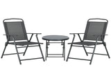 Three-Piece Garden Seat Set, with Glass-Top Table - Dark Grey T3398P328403