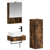 Bathroom Cabinet Set 4 pcs Smoked Oak 50 x 14.5 x 70 cm 3407395