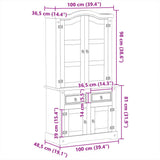 Glass Display Cabinet Corona 100x48.5x179 cm Solid Wood Pine 4005681