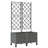Garden Planter with Trellis&Wheels 2 pcs Light Grey PP 3422992