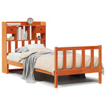 ZNTS Bookcase Bed without Mattress Wax Brown 90x200 cm Solid Wood Pine 3321758
