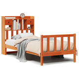 ZNTS Bookcase Bed without Mattress Wax Brown 90x200 cm Solid Wood Pine 3321758