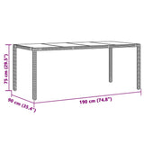 Garden Table Black Poly Rattan, Powder-Coated Steel, Tempered Glass 365592