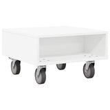 Side Table with Wheels White 50.5 x 50 x 30 cm Engineered Wood 891024