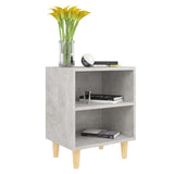 Bed Cabinets with Solid Wood Leg 2 pcs Concrete Grey 40x30x50cm 805788