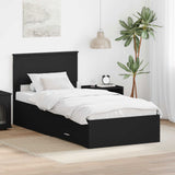 Bed Frame Black and Silver 75 x 190 cm Engineered Wood 3408327