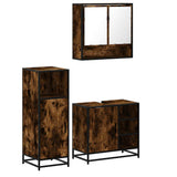 ZNTS 3 Piece Bathroom Furniture Set Smoked Oak Engineered Wood 3300997