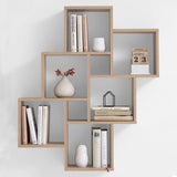 ZNTS FMD Wall-mounted Shelf with 8 Compartments Oak 428743