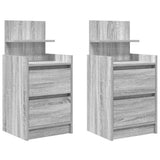 Bedside Cabinets with 2 Drawers 2 pcs Grey Sonoma 38x34x80 cm 861366
