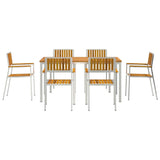 Outdoor Dining Set 7 pcs Solid Acacia Wood and Stainless Steel 3334792