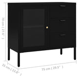 Sideboard Black Steel Medium Sideboard Rectangular Modern 336073