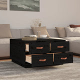 Coffee Table Black 80x80x45 cm Solid Wood Pine 821521